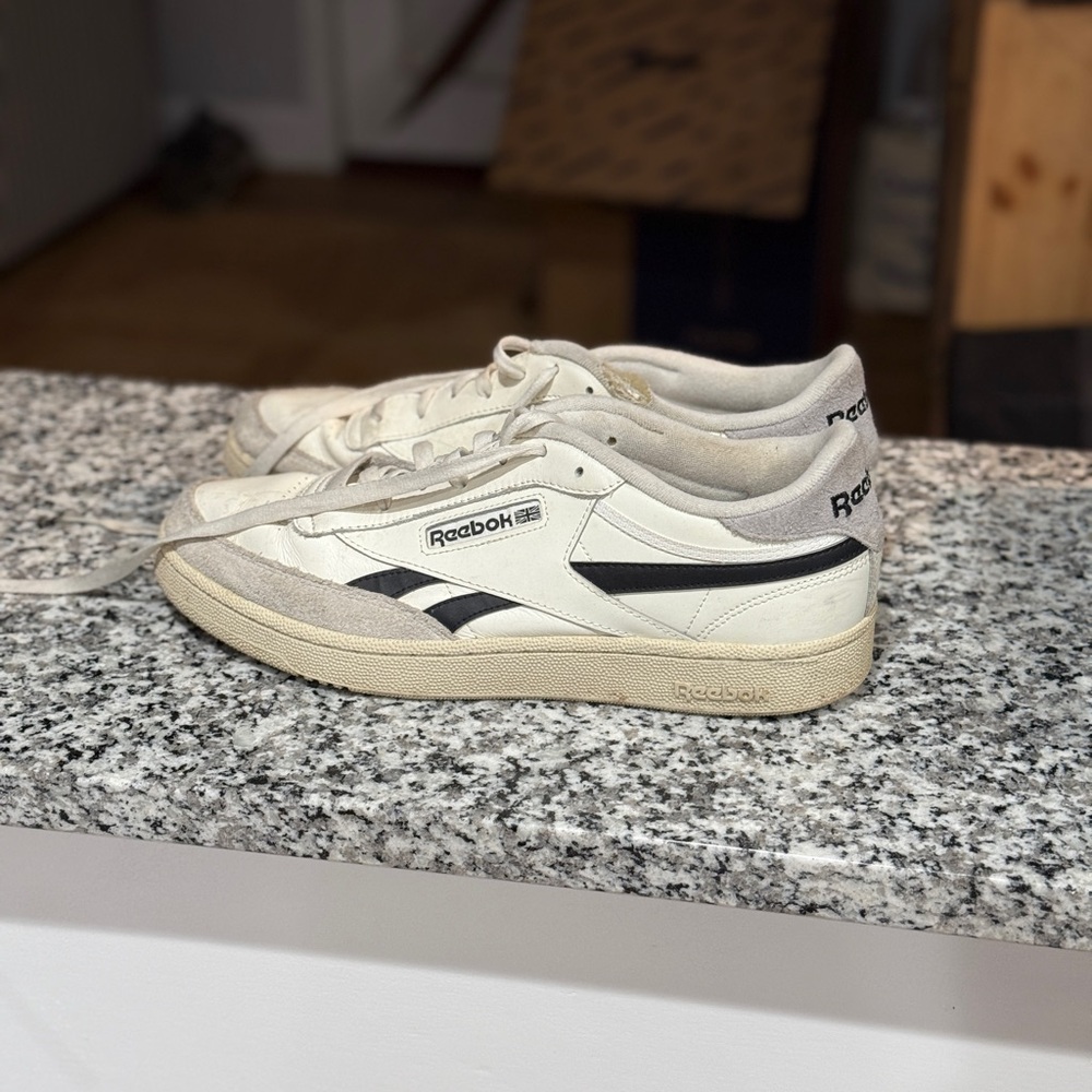 Reebok Shoes | Cream and Black Classic Sneakers